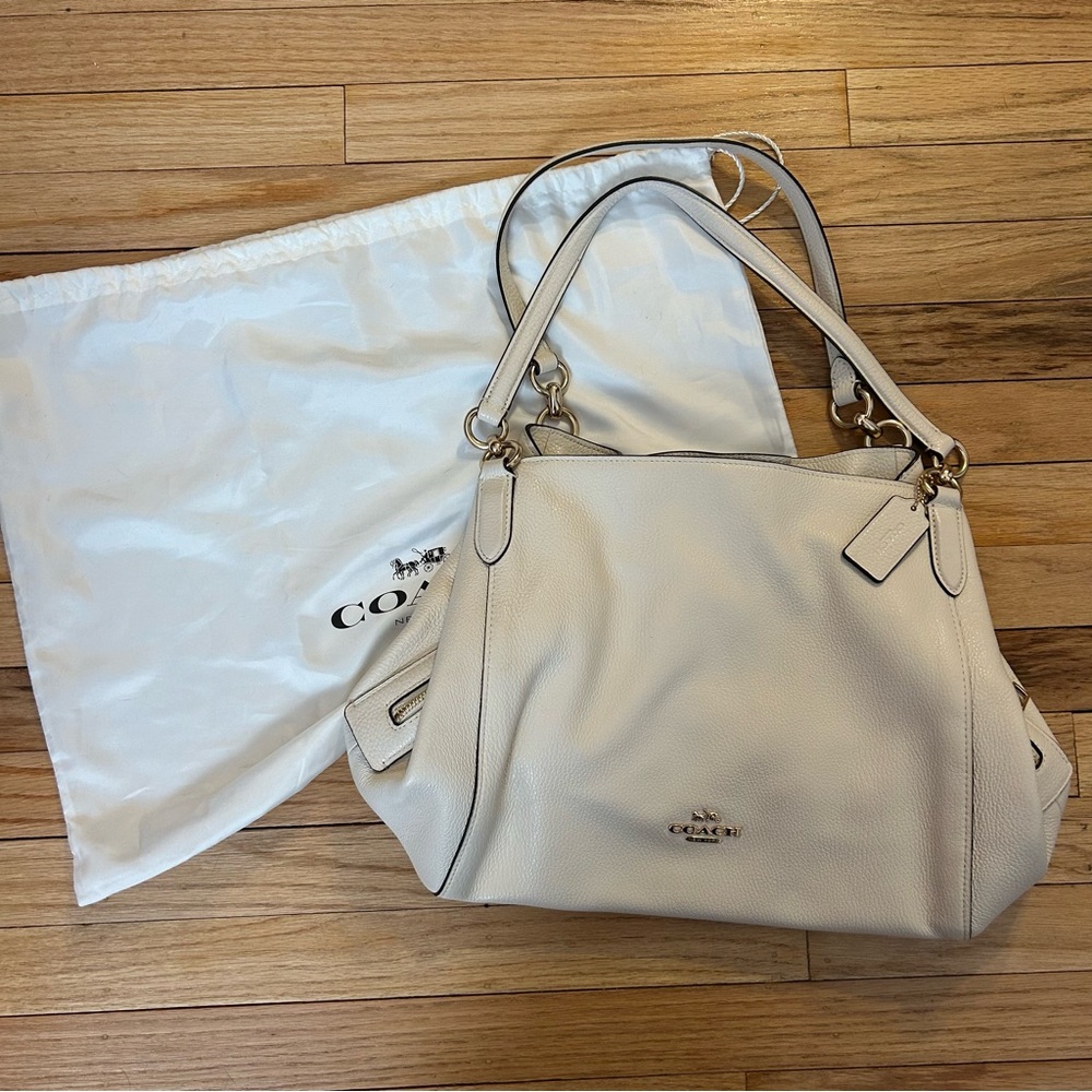 Cream Coach Hallie Handbag - Picture 2 of 14